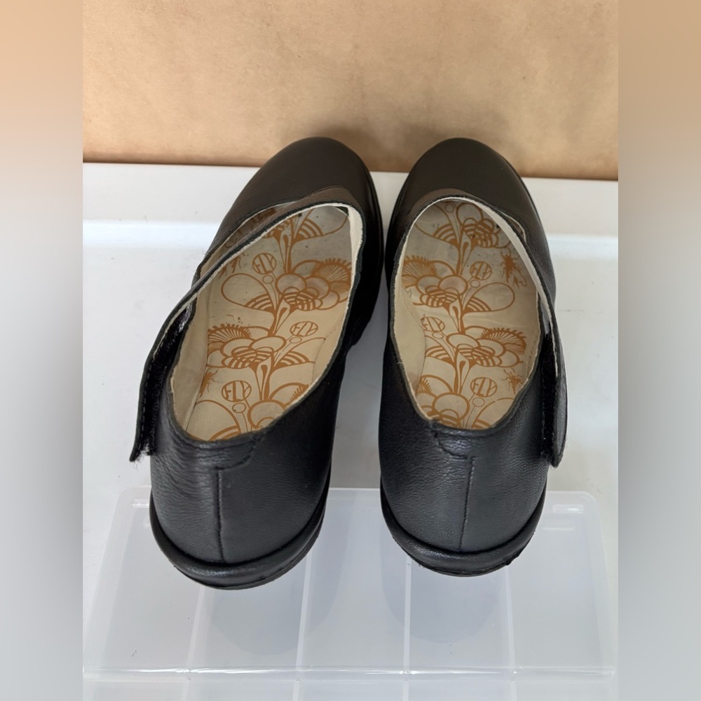 Fly London Yas Mary Jane Platform Wedge Black Leather Pumps Size 8 - Picture 5 of 12
